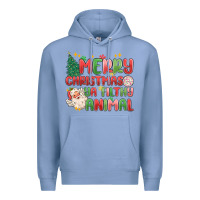 Colony Blue merry christmas ya filthy animal Premium Hoodie - MaliasSmallBusiness