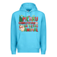 Ocean Blue merry christmas ya filthy animal Premium Hoodie - MaliasSmallBusiness