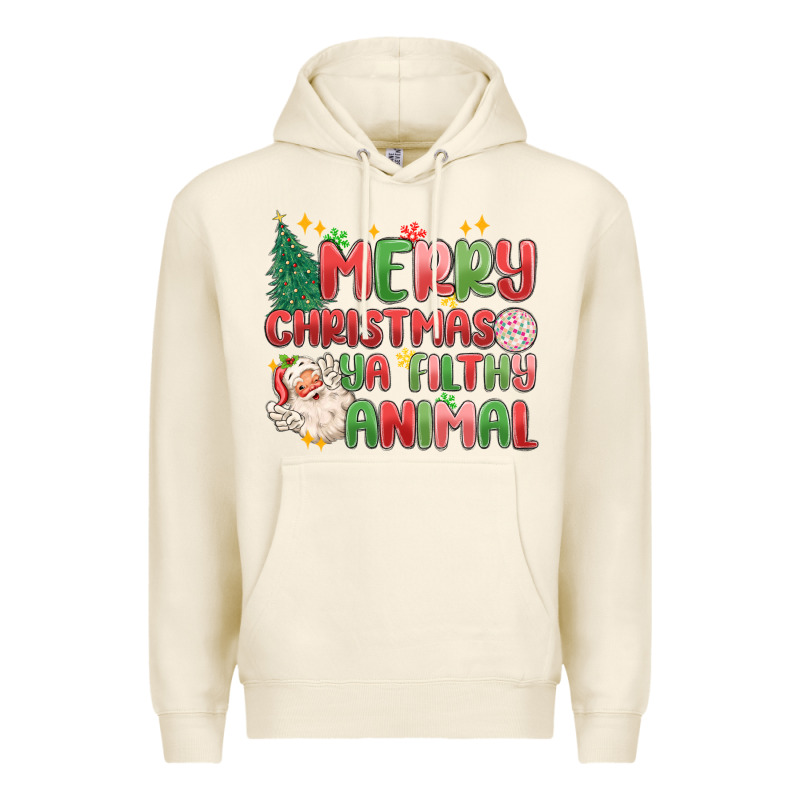 Merry Christmas Ya Filthy Animal Premium Hoodie by MaliasSmallBusiness | Teevron