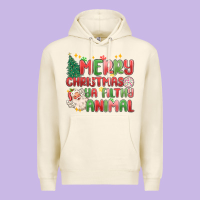 Merry Christmas Ya Filthy Animal Premium Hoodie Designed By Maliassmallbusiness