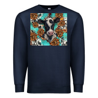 Navy western black and white cow Premium Sweatshirt - BarkalooDesign