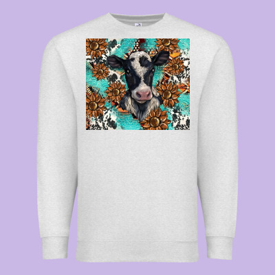 Western Black And White Cow Premium Sweatshirt Designed By Barkaloodesign