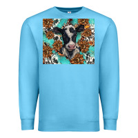 Ocean Blue western black and white cow Premium Sweatshirt - BarkalooDesign