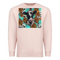 Pale Pink western black and white cow Premium Sweatshirt - BarkalooDesign
