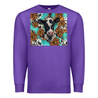 Purple western black and white cow Premium Sweatshirt - BarkalooDesign