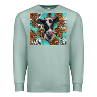 Seafoam western black and white cow Premium Sweatshirt - BarkalooDesign