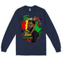 Navy free ish since 1865 black man Long Sleeve Tee - HRA Design Shop