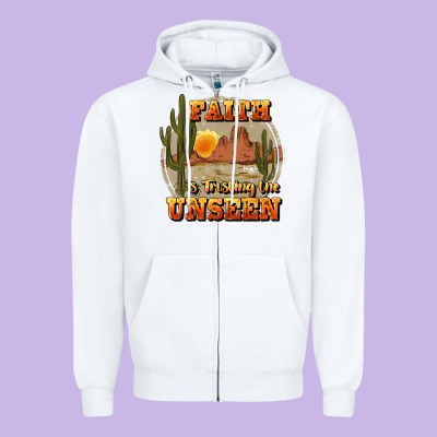 Faith Is Trusting The Unseen Zipper Hoodie Designed By Jahusdesignshop
