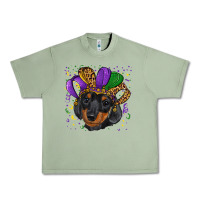 Oil Green mardi gras hat dachshund puppy Urban Heavy Tee - RanaPortraitStore