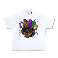 White mardi gras hat dachshund puppy Urban Heavy Tee - RanaPortraitStore