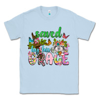 Dusty Blue Saved by his grace Classic Tee - Neo Western