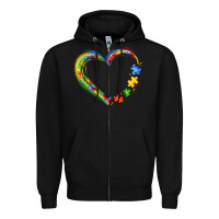 Black autism heart Zipper Hoodie - JahusDesignShop