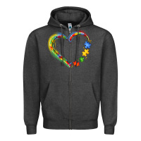 Charcoal Heather autism heart Zipper Hoodie - JahusDesignShop