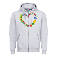 Heather Grey autism heart Zipper Hoodie - JahusDesignShop