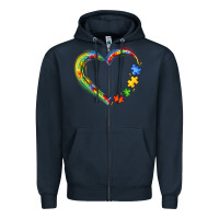 Navy autism heart Zipper Hoodie - JahusDesignShop