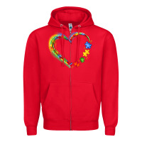 Red autism heart Zipper Hoodie - JahusDesignShop