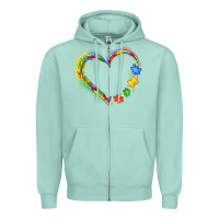 Seafoam autism heart Zipper Hoodie - JahusDesignShop