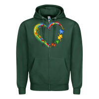 Sports Green autism heart Zipper Hoodie - JahusDesignShop