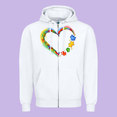 Autism Heart Zipper Hoodie Designed By Jahusdesignshop