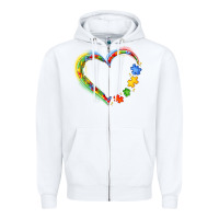 White autism heart Zipper Hoodie - JahusDesignShop