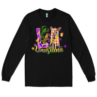 Black louisiana la mardi gras Long Sleeve Tee - FaDigitalArtStudio