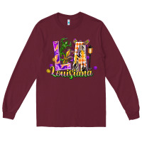 Burgundy louisiana la mardi gras Long Sleeve Tee - FaDigitalArtStudio
