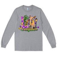 Heather Grey louisiana la mardi gras Long Sleeve Tee - FaDigitalArtStudio