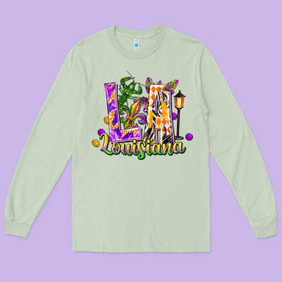 Louisiana La Mardi Gras Long Sleeve Tee Designed By Fadigitalartstudio