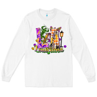 White louisiana la mardi gras Long Sleeve Tee - FaDigitalArtStudio