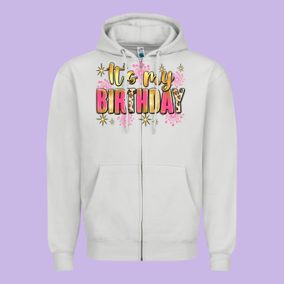 It's My Birthday Zipper Hoodie Designed By Jahusdesignshop