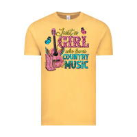 Vintage Mustard just a girl who loves country music Vintage Tee - texasbilliewilder