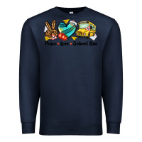 Navy peace love school bus Premium Sweatshirt - NancyCooperArtShop