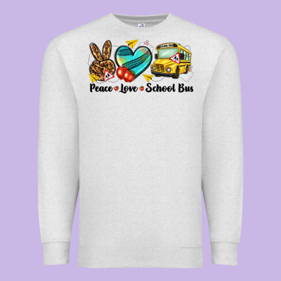 Peace Love School Bus Premium Sweatshirt Designed By Nancycooperartshop
