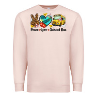 Pale Pink peace love school bus Premium Sweatshirt - NancyCooperArtShop