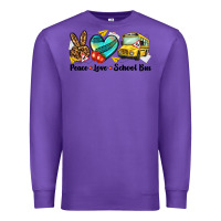 Purple peace love school bus Premium Sweatshirt - NancyCooperArtShop