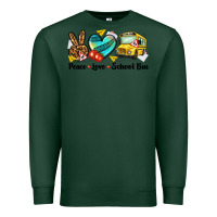Sports Green peace love school bus Premium Sweatshirt - NancyCooperArtShop