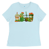 Baby Blue cactus coffee cups Ladies Tee - AdoDesignShop
