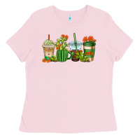 Bubblegum Pink cactus coffee cups Ladies Tee - AdoDesignShop
