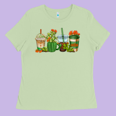 Cactus Coffee Cups Ladies Tee Designed By Adodesignshop