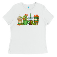 White cactus coffee cups Ladies Tee - AdoDesignShop