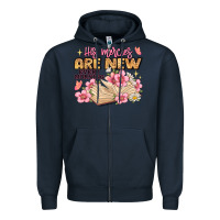 Navy his mercies are new every morning lamentations 3 2 Zipper Hoodie - JahusDesignShop