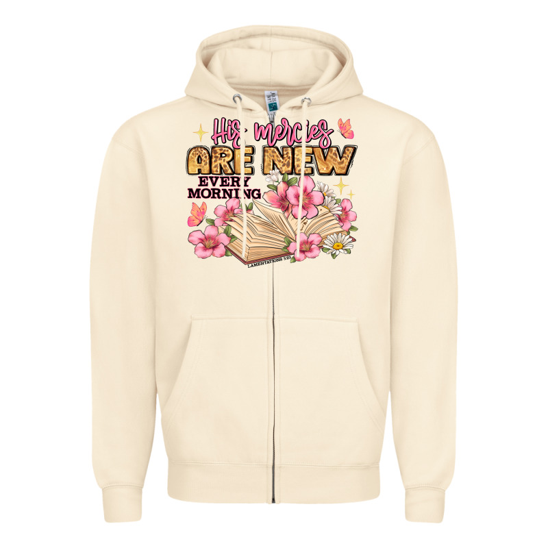 His Mercies Are New Every Morning Lamentations 3 2 Zipper Hoodie by JahusDesignShop | Teevron