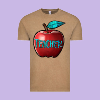 Apple Teacher Vintage Tee Designed By Barkaloodesign