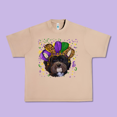 Urban Heavy Tee mardi gras hat havanese dog