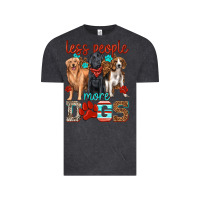 Vintage Black less people more dogs Vintage Tee - texasbilliewilder