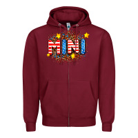 Burgundy usa mini  leopard background Zipper Hoodie - AdoDesignShop
