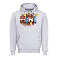 Heather Grey usa mini  leopard background Zipper Hoodie - AdoDesignShop