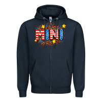Navy usa mini  leopard background Zipper Hoodie - AdoDesignShop
