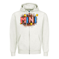 Oatmeal Heather usa mini  leopard background Zipper Hoodie - AdoDesignShop