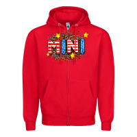 Red usa mini  leopard background Zipper Hoodie - AdoDesignShop
